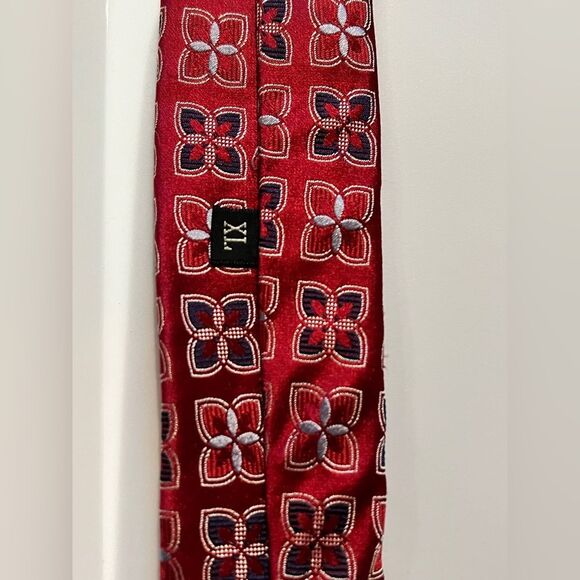 Ermenegildo Zegna tie 100% Silk Red Black Light Blue Size XL Made in Italy - Picture 2 of 7